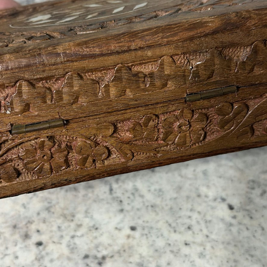 Wooden Carved Box W Jewelry - image 4 of 13