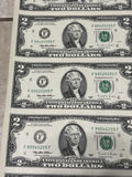 Uncut Sheet of 32 US $2 Two-Dollar Bills - Series 1995 Federal Reserve Notes - Uncirculated - thumbnail 4 of 28