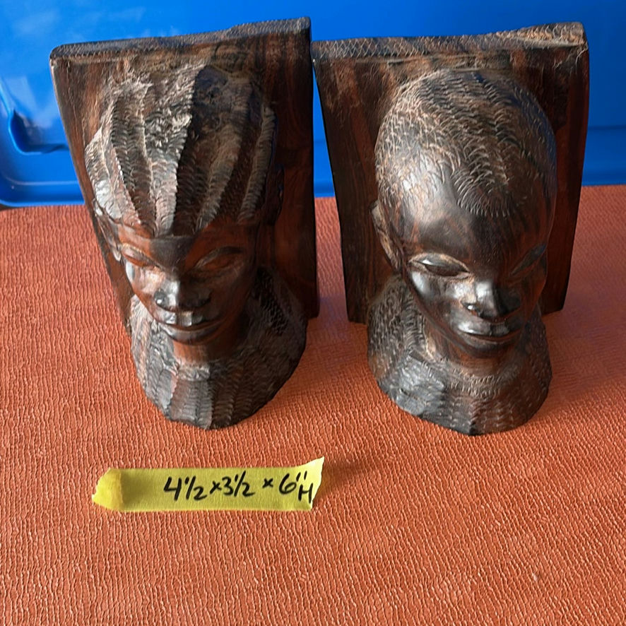 Pair Of African Tribal Wooden Bookends - image 1 of 7