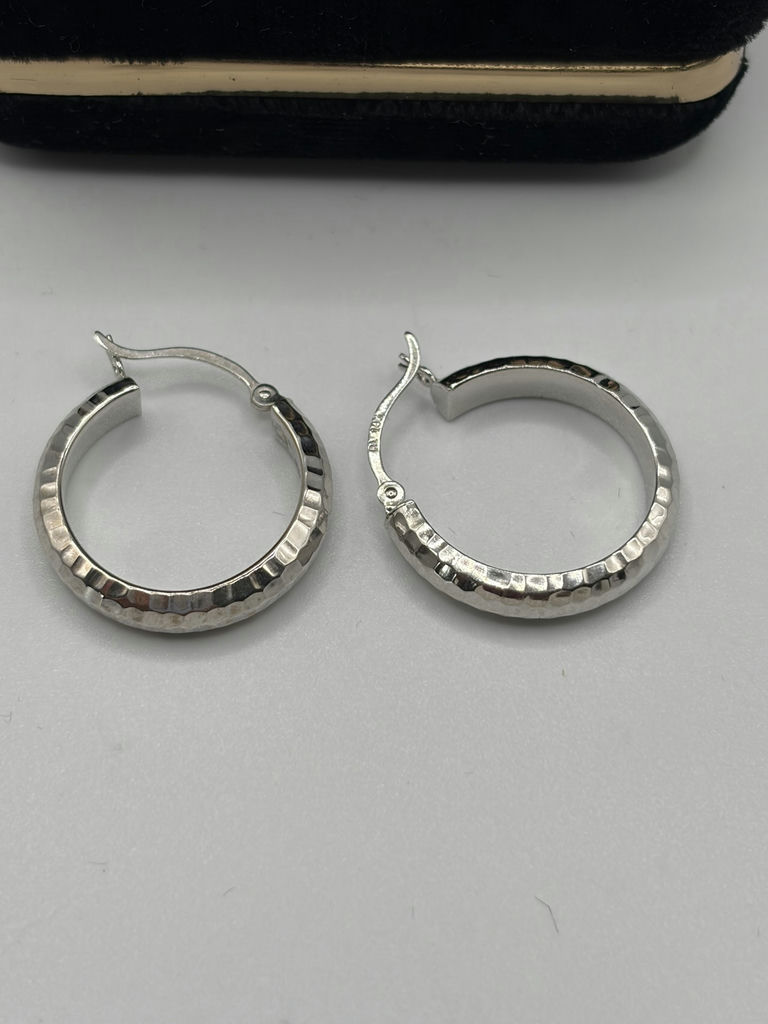 14k White Gold Hoop Earrings - image 3 of 6