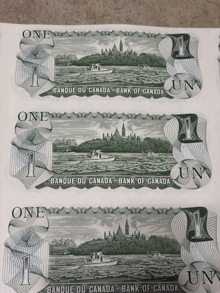 1973 Bank of Canada $1 Uncut Sheet of 40 Notes - BFK Prefix - AU/XF - image 23 of 30