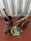 Glass Bull, Metal Cannon And Mortar And Pestle - thumbnail 2 of 16