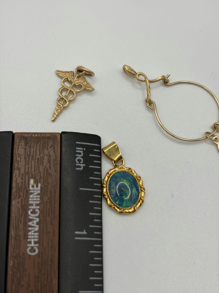 14k Gold Charms On Pendant And Black Opal Pendant - image 3 of 9