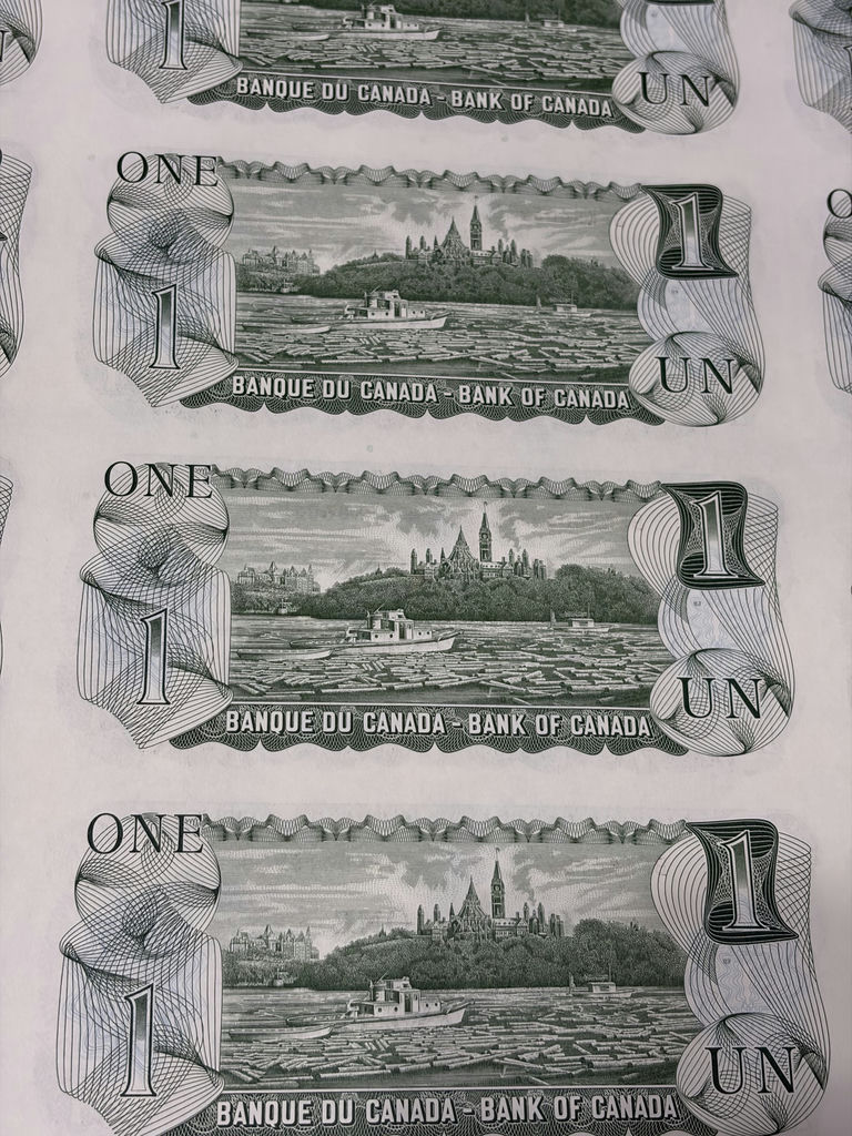 1973 Bank of Canada $1 Uncut Sheet of 40 Notes - BFK Prefix - AU/XF - image 26 of 30