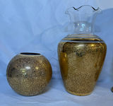 5 pieces of Vintage Art Glass, crackle pattern of gold - thumbnail 3 of 4