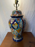Wood And Wicker Storage Cabinet, Ceramic Lamp - thumbnail 3 of 7