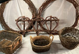 Assorted woven wicker baskets and vine wreaths - thumbnail 1 of 5