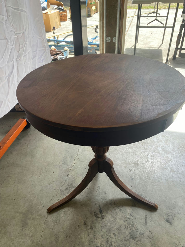 Round Wooden Table with Drawer - image 2 of 5