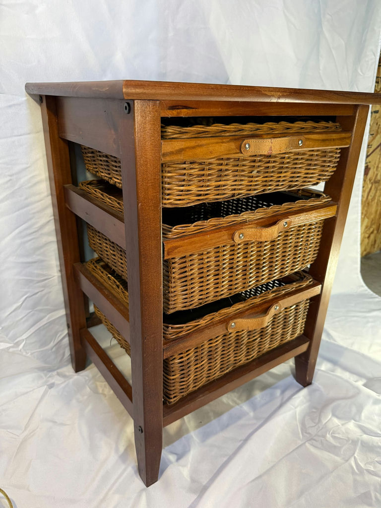 Wood And Wicker Storage Cabinet, Ceramic Lamp - image 6 of 7