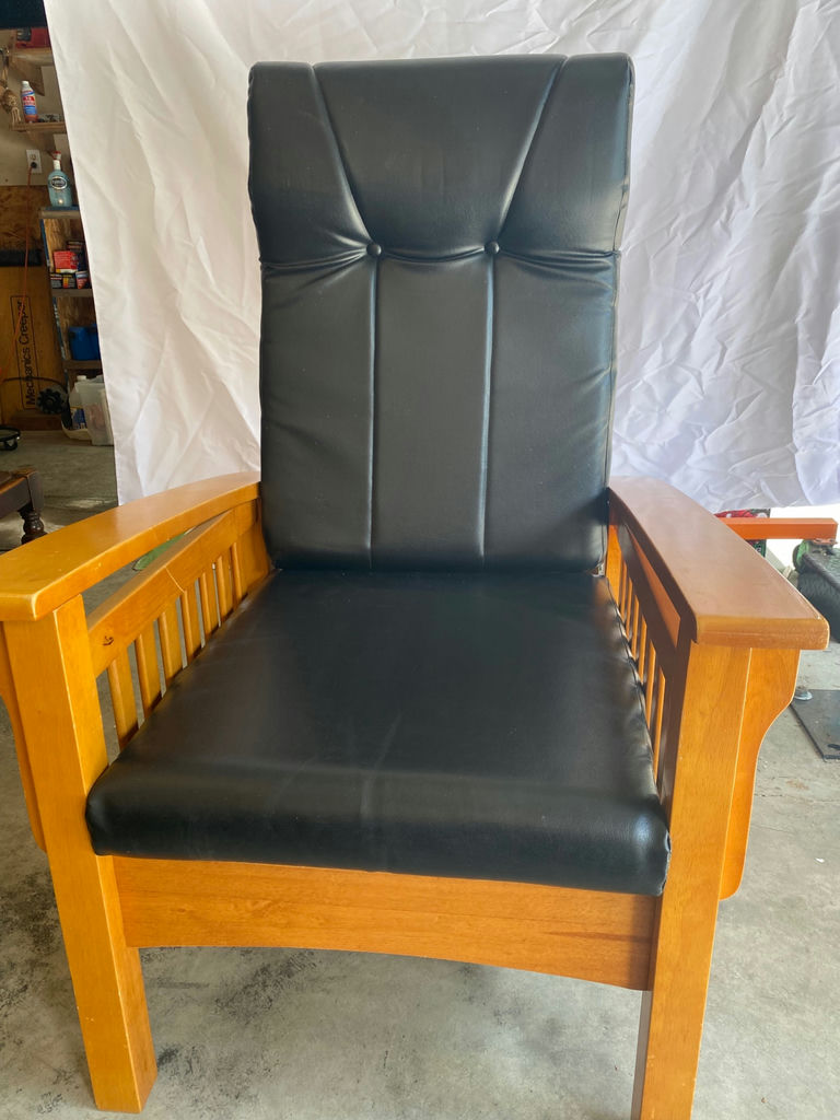 Craftsman Wooden Armchair and Ottoman - image 3 of 6