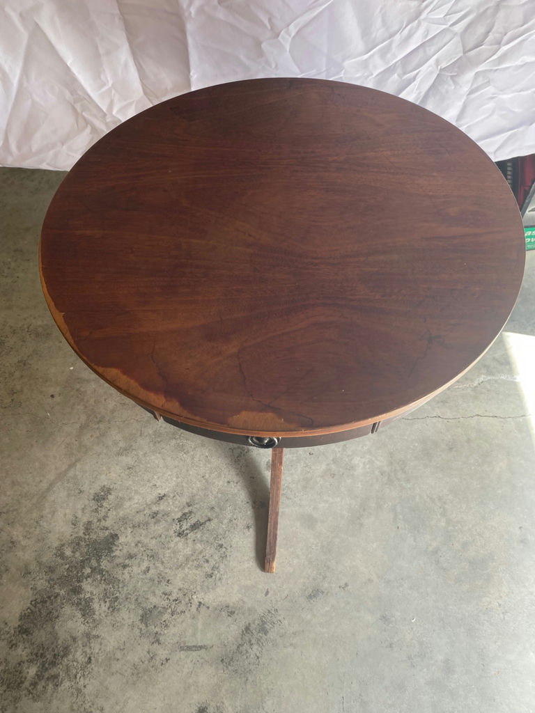 Round Wooden Table with Drawer - image 3 of 5
