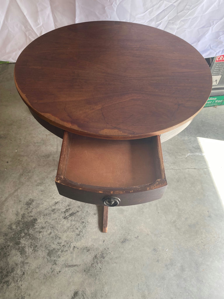 Round Wooden Table with Drawer - image 4 of 5