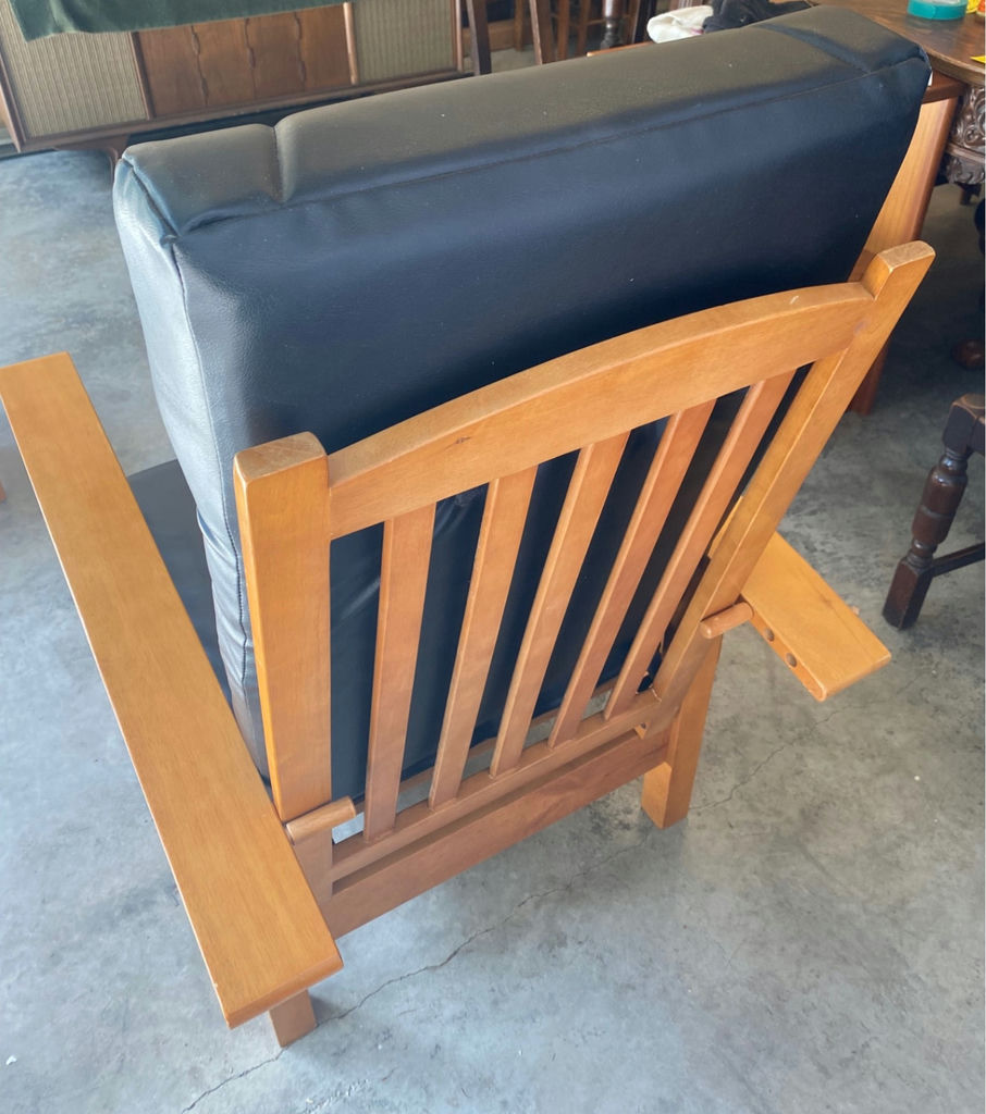 Craftsman Wooden Armchair and Ottoman - image 4 of 6