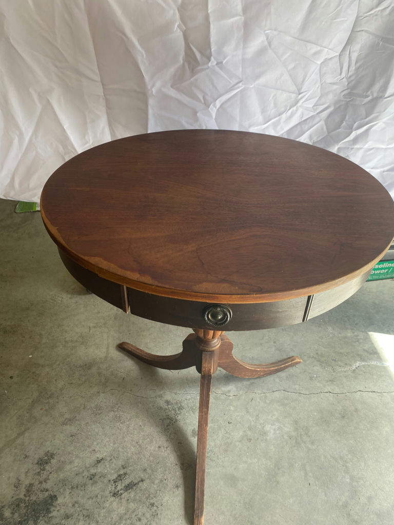 Round Wooden Table with Drawer - image 1 of 5