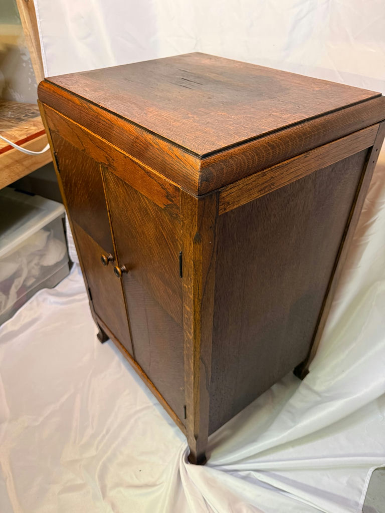 Vintage wooden washstand cabinet with basin - image 7 of 8