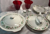 Christmas China Service From Gibson For 4, Serving Pieces And 4 Red Goblets - thumbnail 2 of 6