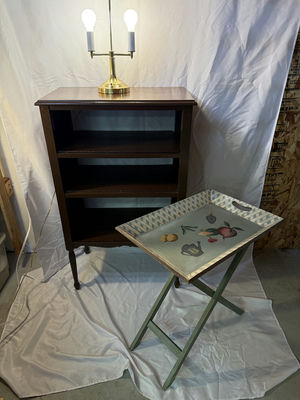 Bookcase, Folding Table And A Lamp - Image 1 of 10