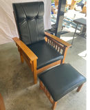 Craftsman Wooden Armchair and Ottoman - thumbnail 1 of 6