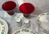 Christmas China Service From Gibson For 4, Serving Pieces And 4 Red Goblets - thumbnail 5 of 6