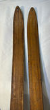 Vintage wooden skis with metal bindings and ski poles - thumbnail 3 of 9