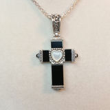 Sterling, Onyx, & Turquoise Reversible Crucifix (STR 10.2dwt) - thumbnail 2 of 10