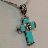 Sterling, Onyx, & Turquoise Reversible Crucifix (STR 10.2dwt) - thumbnail 4 of 10