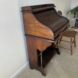 Antique English Oak Roll-Top Secretary & Chair - thumbnail 5 of 5
