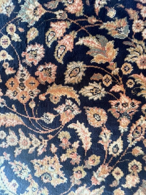Navy & Floral Belgium Wool Rug - image 2 of 3