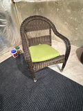Castelle Aluminum Patio Table, Umbrella, & Wicker Arm Chairs - thumbnail 4 of 4