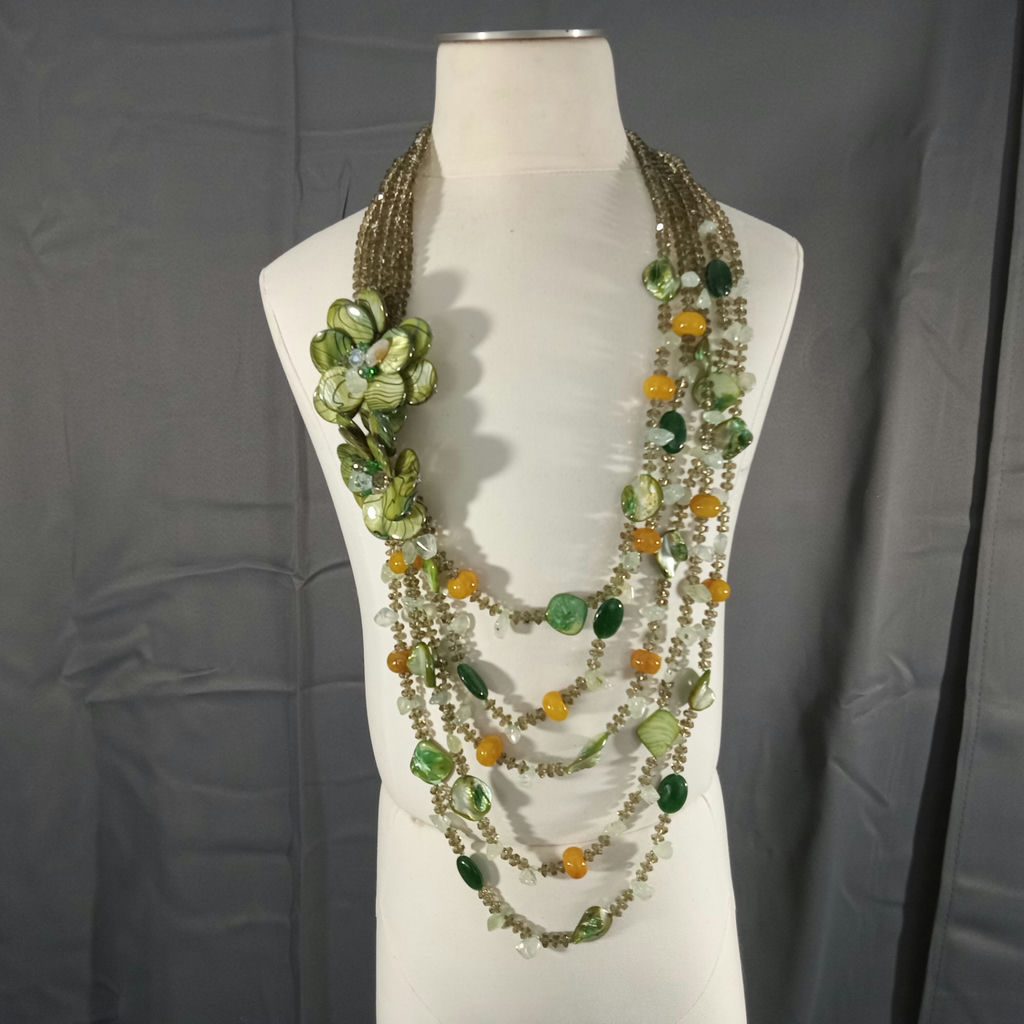 Hand Beaded Floral Jewelry - Greens - image 2 of 17