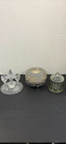 Glass Candle Holder, Bowl, and Lidded Jar - thumbnail 1 of 5