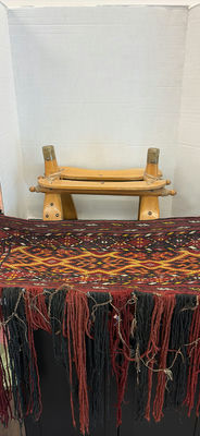Wooden Camel Saddle and Woven Textile Camel Bag - Image 1 of 10