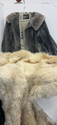Gray Fur Jacket and Cream Fur Hide - Image 1 of 15