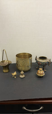 Assorted Brass and Cloisonné Decorative Vessels - Image 1 of 7