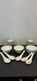 Decorative Ceramic Bowls, Cups, and Soup Spoons Set - thumbnail 1 of 8