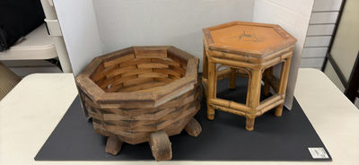 Wooden Planter Basket and Hexagonal Stand - Image 1 of 7