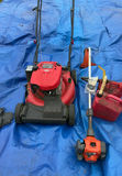 Gas-powered lawn mower and string trimmer with fuel container - thumbnail 1 of 9