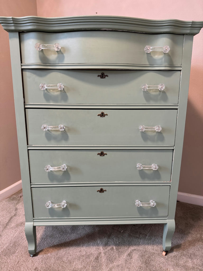 Vintage Farmhouse Style Highboy Dresser and Vanity Stool  - image 1 of 10