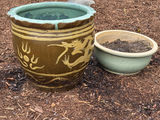 Vintage Asian Dragon Egg Pot & Sage Green Bonsai Succulent Bowl Set - thumbnail 3 of 3