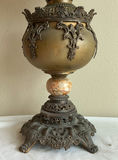 Antique Globed Ornate Metal and Glass Oil Lamp - thumbnail 2 of 7