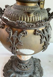 Antique Globed Ornate Metal and Glass Oil Lamp - thumbnail 6 of 7
