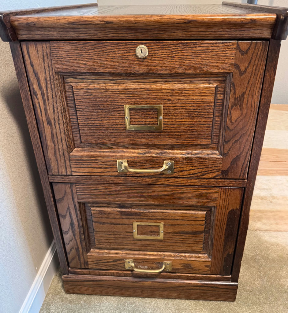 Mission Style Two Drawer Oak Filing Cabinet  - image 1 of 4