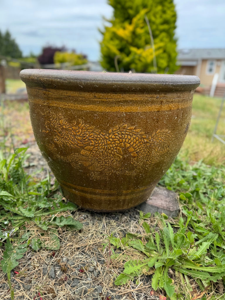 Large Glazed Ceramic Dragon Planter - image 2 of 2