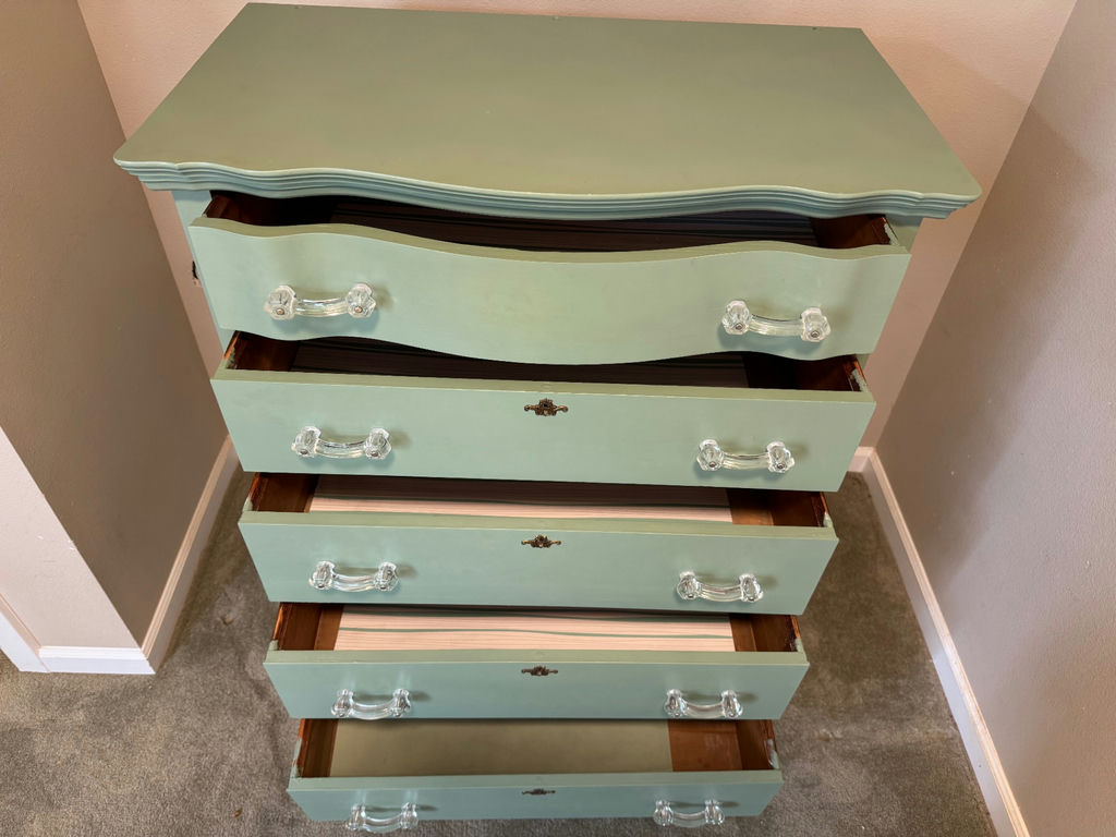Vintage Farmhouse Style Highboy Dresser and Vanity Stool  - image 2 of 10