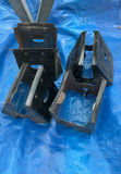 Two wooden-top metal sawhorses with hardware - thumbnail 2 of 3