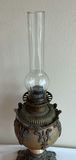 Antique Globed Ornate Metal and Glass Oil Lamp - thumbnail 4 of 7