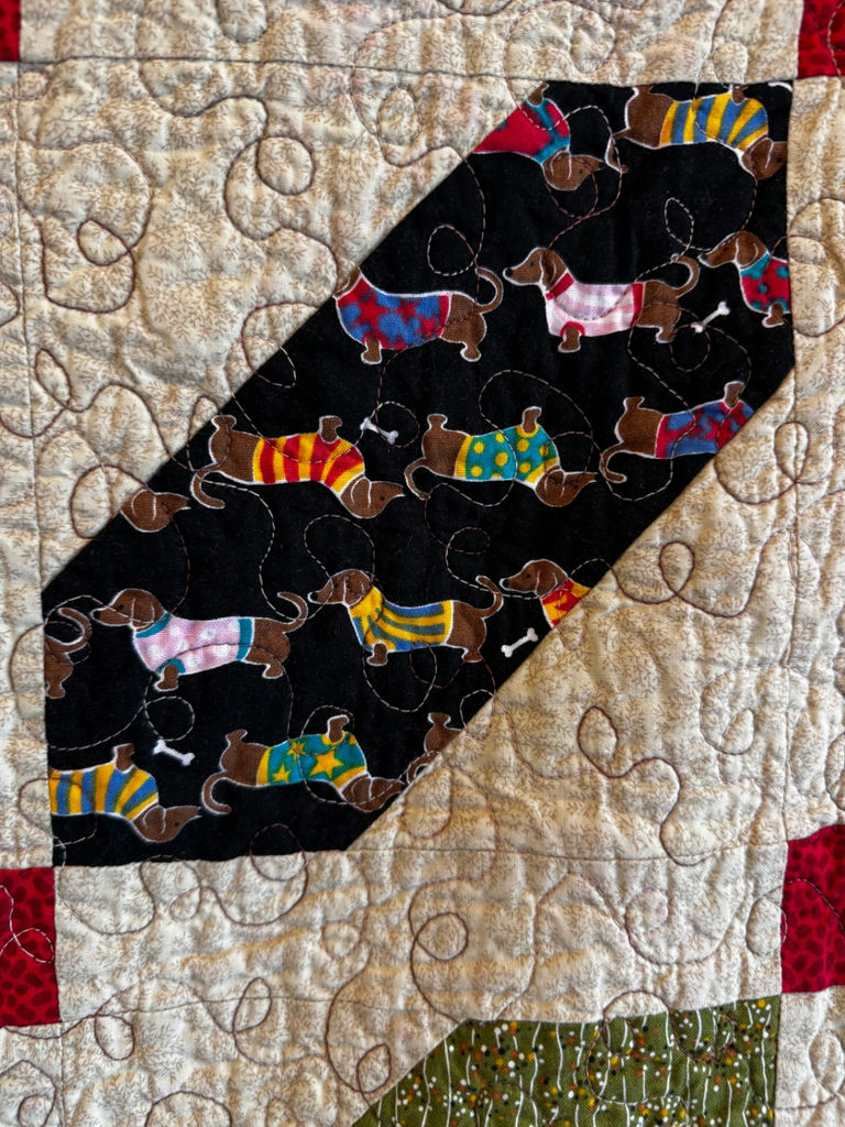 Mission Style Oak Quilt Stand with 3 Handmade Quilts   - image 10 of 12
