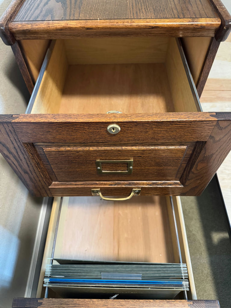 Mission Style Two Drawer Oak Filing Cabinet - image 2 of 4