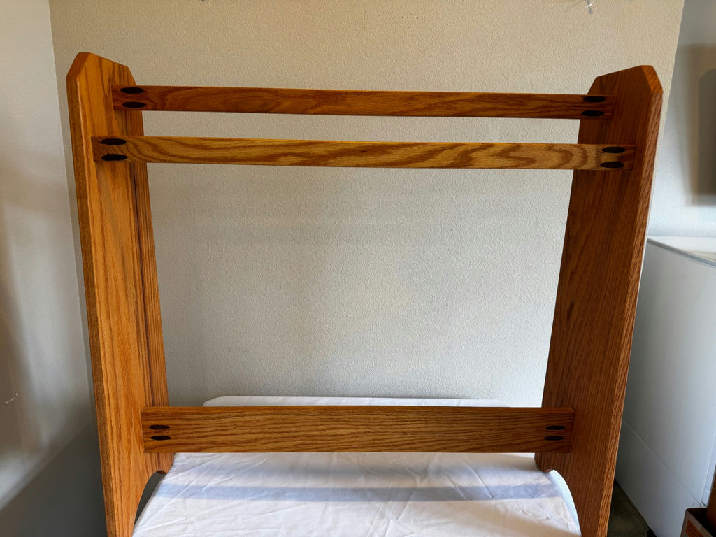 Mission Style Oak Quilt Stand with 3 Handmade Quilts - image 2 of 12