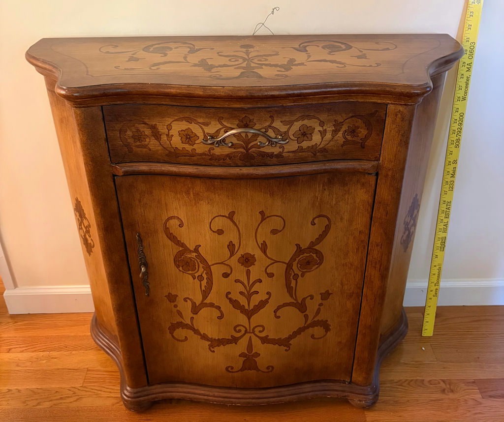Vintage Wooden Cabinet with Floral Motif - image 1 of 5